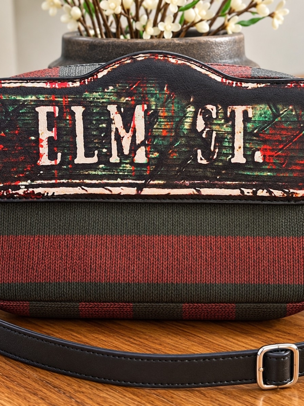A Nightmare on Elm Street Freddy Krueger ElmMen's Crossbody Bag in Green and Red